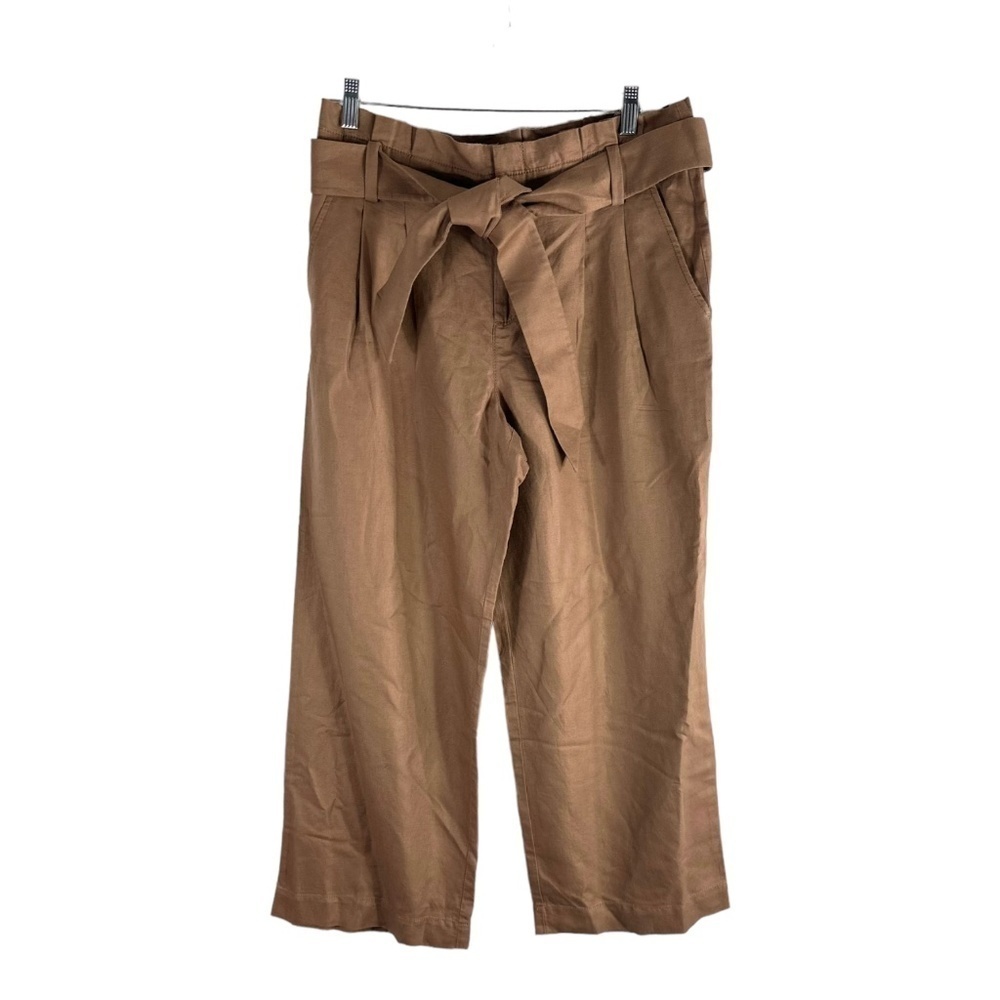 Loft Paperbag Waist Linen Cotton Wide Pants SZ 10